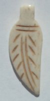 1 37x13mm Carved Feather Worked on Bone Pendant
